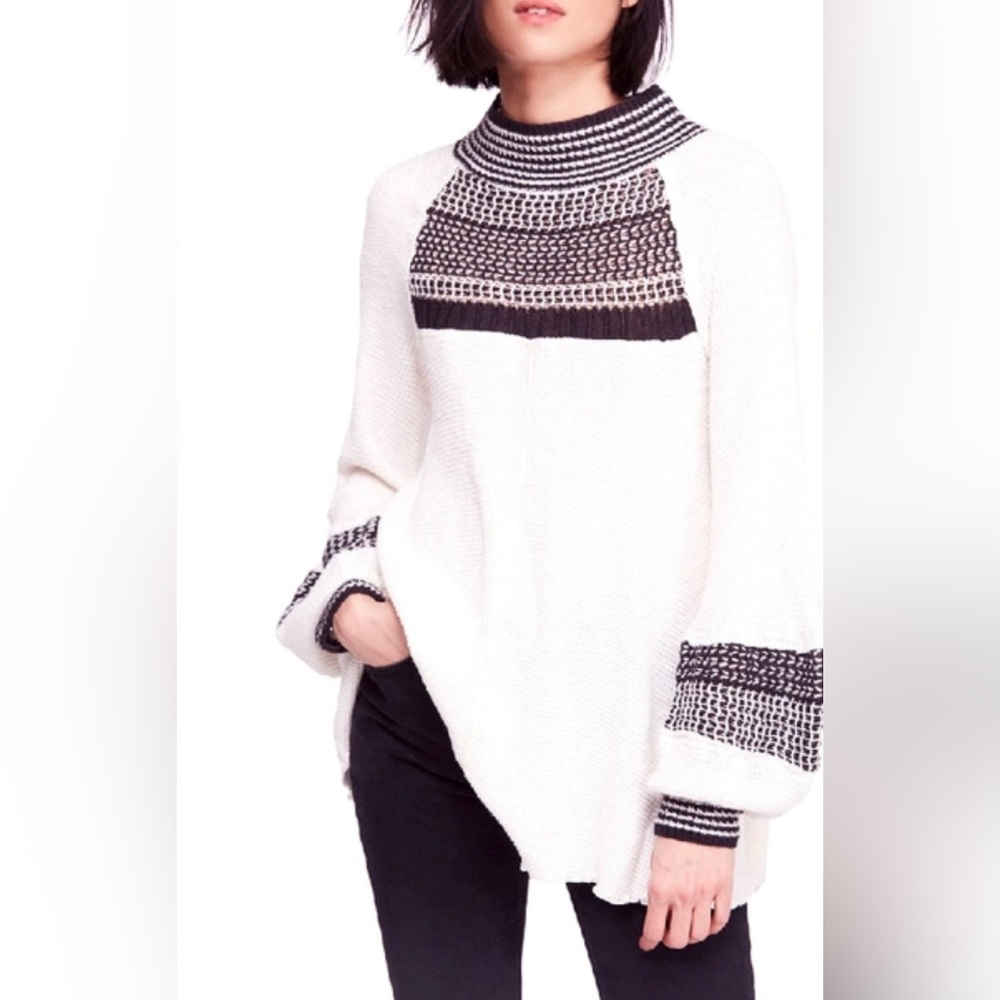 Free people Mock neck Waffle knit tunic top